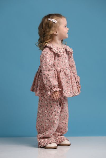 Girls&rsquo; Warm Outfit Little Flower, Dusty Pink, 80 cm