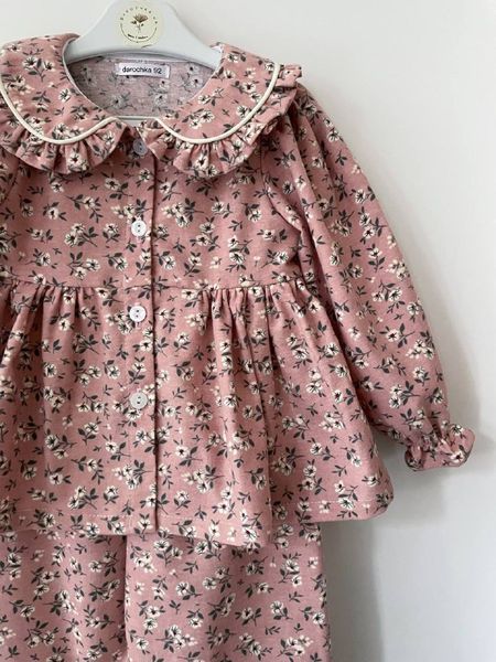 Girls&rsquo; Warm Outfit Little Flower, Dusty Pink, 80 cm
