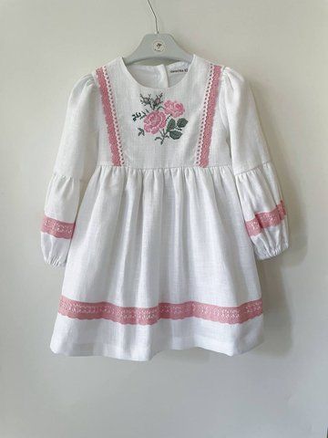 Детское платье для девочки, Роза, белое, 122 см Д00848-7 фото