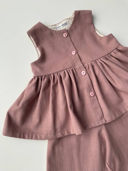Girls&rsquo; Linen Outfit Daisy, Mocha, 80 cm