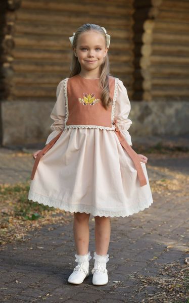 Детское платье для девочки и манишка, Осень, 80 см Д00770 фото