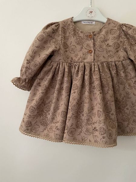 Children's Dress for Girls with Mouse Bib Collar, 80 cm