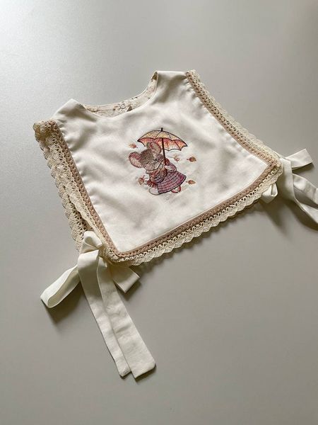 Children's Dress for Girls with Mouse Bib Collar, 80 cm