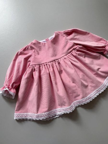 Детское платье для девочки с вельвета Little Rose, розовое, 6-9 месяцев Д00745 фото