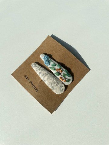 Embroidered Hair Clips Silver Branches