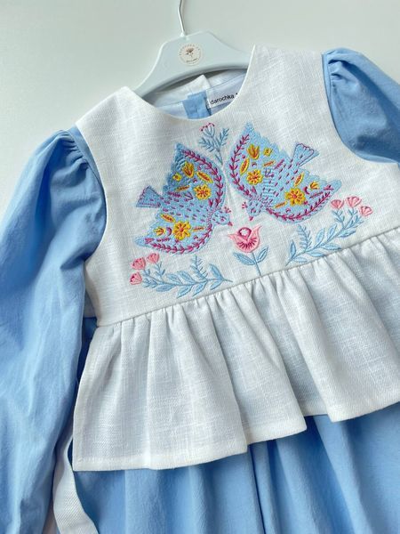 Комлект дитяча сукня та манішка для дівчинки Птахи, 80 см Д00942 фото