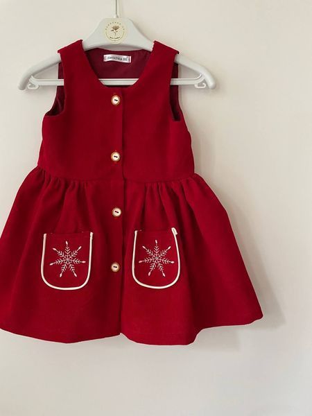 Girls&rsquo; Red Sundress, Snowflakes, 1 year