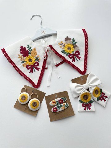 Комплект комір, заколки, резинки та бантик Соняшник Д001017 фото