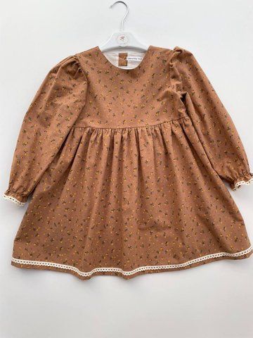 Warm Children's Dress for Girls Khrystia, Small Floral Print, 86 cm