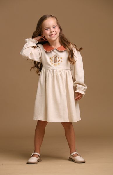 Embroidered Dress Autumn Bunny, 74 cm