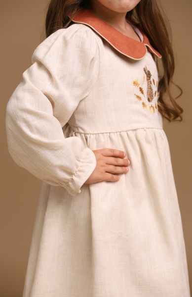 Embroidered Dress Autumn Bunny, 74 cm