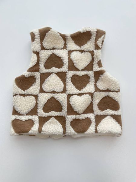Girls&rsquo; Vest Hearts, Cinnamon, 1-2 years