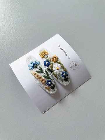 Заколочки із ручною вишивкою Барви Квітів Д00805 фото